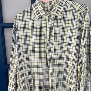 Mens XL Burberry Yellow & Blue checked dress shirt.